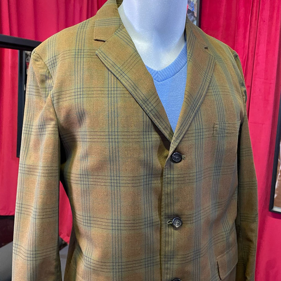 Vintage Campus Green Plaid 3 Button Blazer Sport Coat Mens XL Academia Preppy - Picture 3 of 7